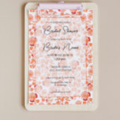 Orange Floral Print Bridal Dusche Einladung