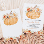 Orange Floral Pumpkin Baby Dusche Einladung