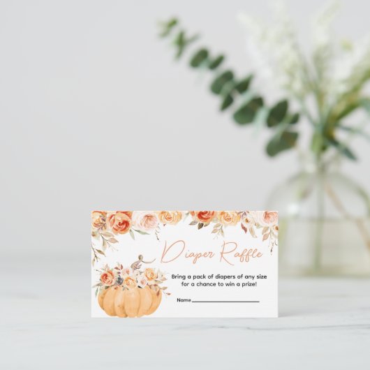 Orange Floral Pumpkin Baby Dusche Windelwanne Raff Begleitkarte (Stehend Vorderseite)