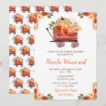 Orange Floral Pumpkin Truck Baby Dusche