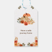 Orange Floral Pumpkins Baby Dusche Geschenkanhänger (Rückseite)