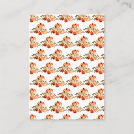 Orange Floral Pumpkins Babydusche Buchanfrage Begleitkarte (Rückseite)