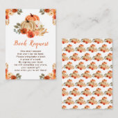 Orange Floral Pumpkins Babydusche Buchanfrage Begleitkarte (Vorne/Hinten)