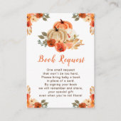 Orange Floral Pumpkins Babydusche Buchanfrage Begleitkarte (Vorderseite)