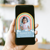 Orange Floral Rainbow Kid's Birthday Einladung