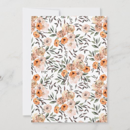 Orange Floral Retirement Party Einladung (Rückseite)