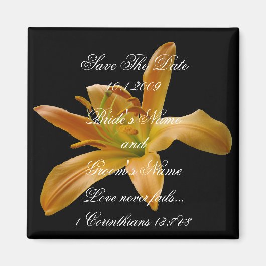Orange Floral Save the Date magnet (Vorne)