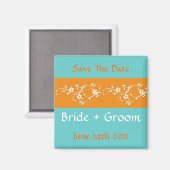 Orange Floral Save the Date Magnet (Vorderseite/Rückseite)