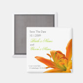 Orange Floral Save the Date magnet 3 (Vorderseite/Rückseite)
