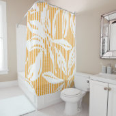 Orange Floral seamless pattern with striped backgr Duschvorhang (Beispiel)