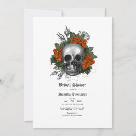 Orange Floral Skull Gothic Brautparty Einladung