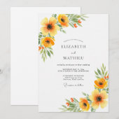 Orange Floral Spring Wedding Einladung (Vorne/Hinten)