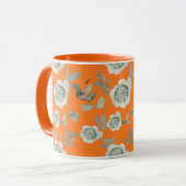 Orange Floral Tasse (Vorderseite Links)