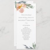 Orange Floral Tea Length Wedding Programm (Vorne/Hinten)