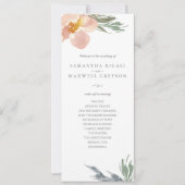 Orange Floral Tea Length Wedding Programm (Vorderseite)