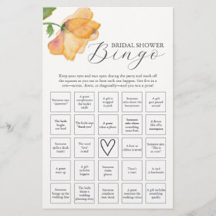 Orange Floral Theme Brautparty Bingo Flyer