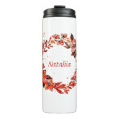 Orange Floral Thermosbecher (Vorderseite)