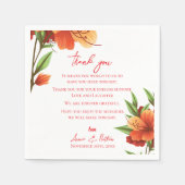 Orange Floral Trendy Wedding Vielen Dank Serviette (Vorderseite)