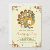 Orange Floral Türkei Erntedank Party Einladung (Vorderseite)