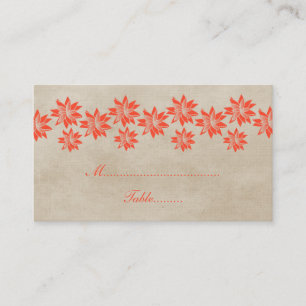 Orange Floral Vintage Wedding Platzkarte