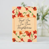 Orange Floral Watercolor Hochzeit Dankeskarte (Stehend Vorderseite)