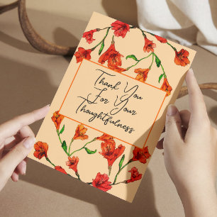 Orange Floral Watercolor Hochzeit Dankeskarte