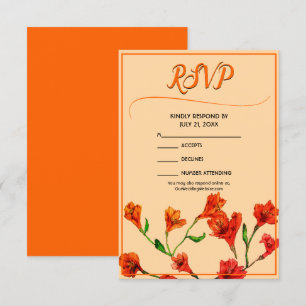 Orange Floral Watercolor Hochzeit RSVP Karte