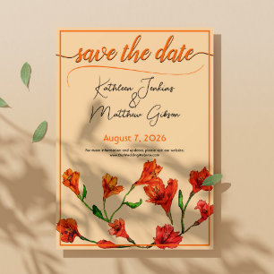 Orange Floral Watercolor Hochzeit Save The Date