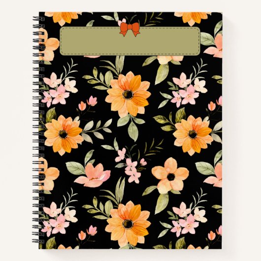 Orange Floral Watercolor Notebook-Abdeckung Notizblock (Vorderseite)