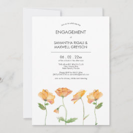 Orange Floral Watercolor Pupies Engagement Party Einladung
