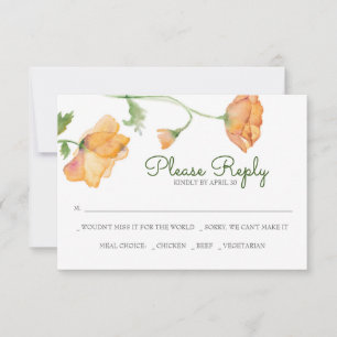 Orange Floral Watercolor RSVP Cards Mitteilungskarte