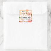 Orange Floral Watercolor Square Sticker (Tasche)