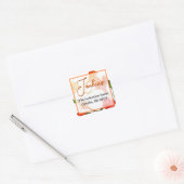 Orange Floral Watercolor Square Sticker (Umschlag)