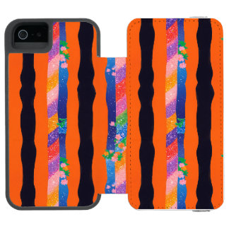 Orange Floral Wavy Stripe Pattern Incipio Watson™ iPhone 5 Geldbörsen Hülle