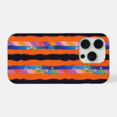Orange Floral Wavy Stripe Pattern iPhone Hülle (Rückseite (Horizontal))
