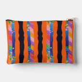 Orange Floral Wavy Stripe Pattern Zubehörtasche (Rückseite)