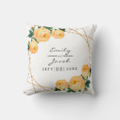 Orange Floral Wed Eleganter Gold Glitzer Geometris Kissen (Vorderseite)