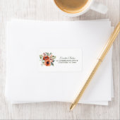 Orange Floral Wedding Adressaufkleber (Insitu)