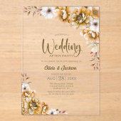 Orange Floral Wedding After Party Acryleinladungen (Vorderseite)
