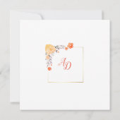 Orange Floral Wedding Card Einladung (Rückseite)