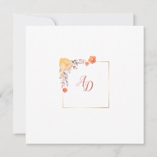 Orange Floral Wedding Card Einladung (Rückseite)