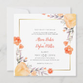 Orange Floral Wedding Card Einladung (Vorderseite)
