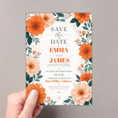 Orange Floral  Wedding Invitation Acryleinladungen (Insitu (Handheld))