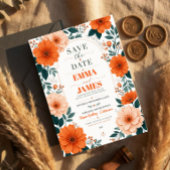 Orange Floral Wedding Invitation Save The Date