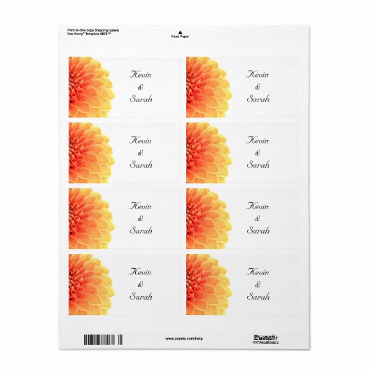 Orange Floral Wedding Labels (Vorne)