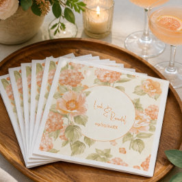 Orange Floral Wedding Paper Dinner Napkins Serviette