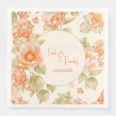 Orange Floral Wedding Paper Dinner Napkins Serviette (Vorderseite)