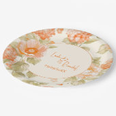Orange Floral Wedding Pappteller (Schrägansicht)