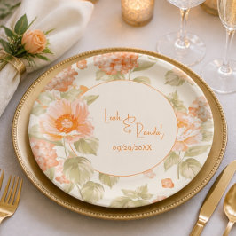 Orange Floral Wedding Pappteller