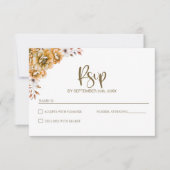 Orange Floral Wedding RSVP Karte (Vorderseite)